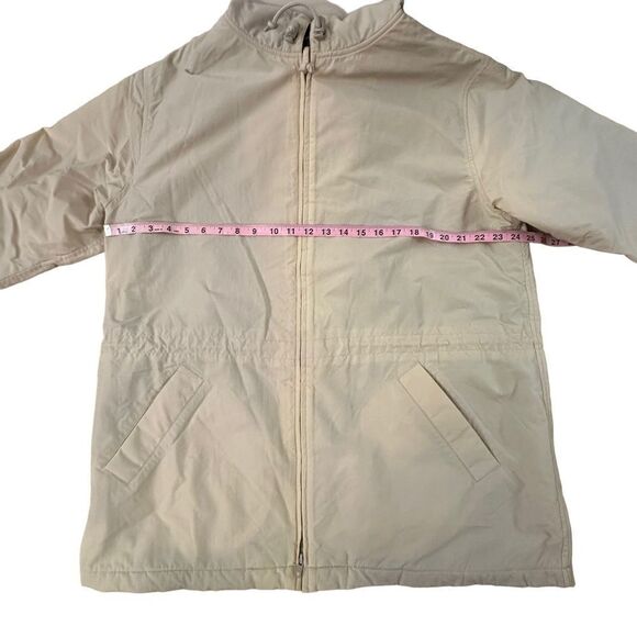 Eddie Bauer ~ Ivory Anorak Jacket ~ Plaid lining ~ interior drawstring ~ size M - Picture 5 of 9